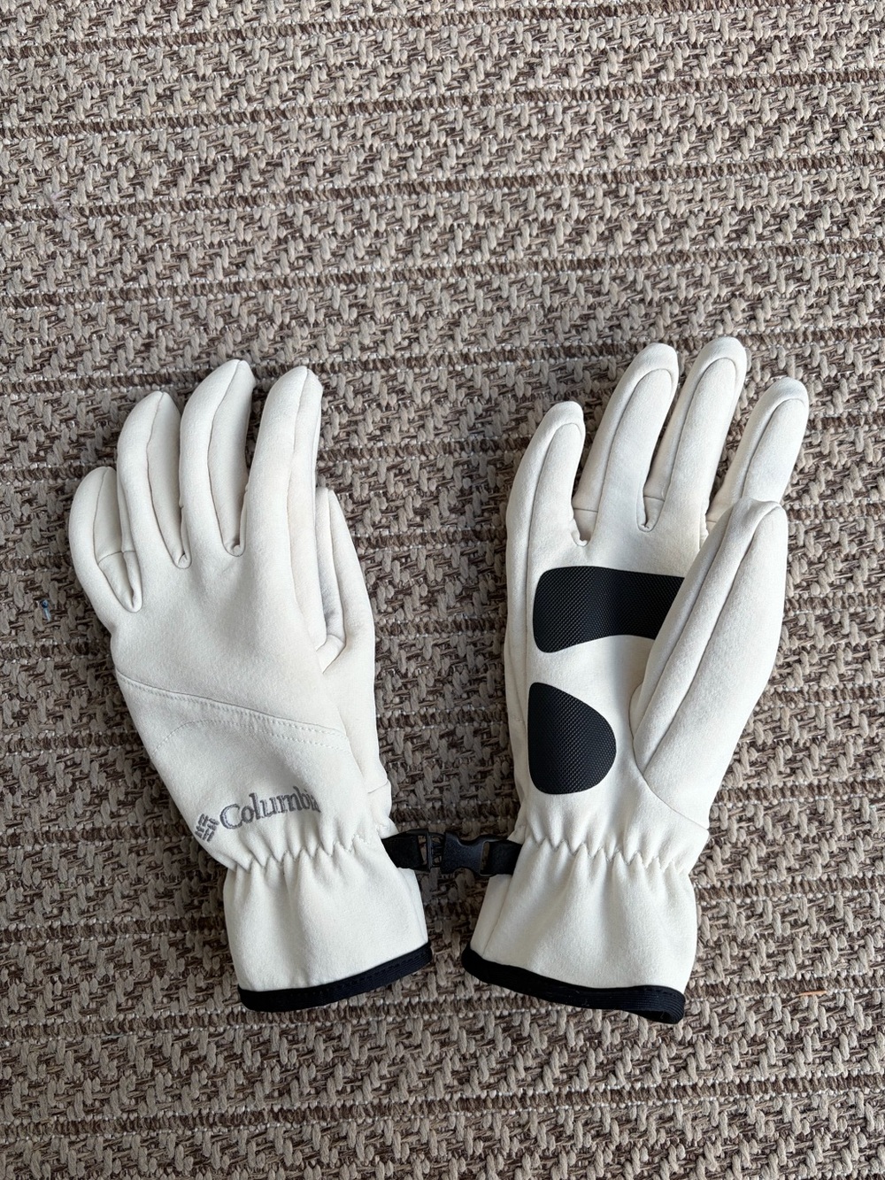 Columbia Cream Softshell Women's Gloves with Black Palm Grip Size M